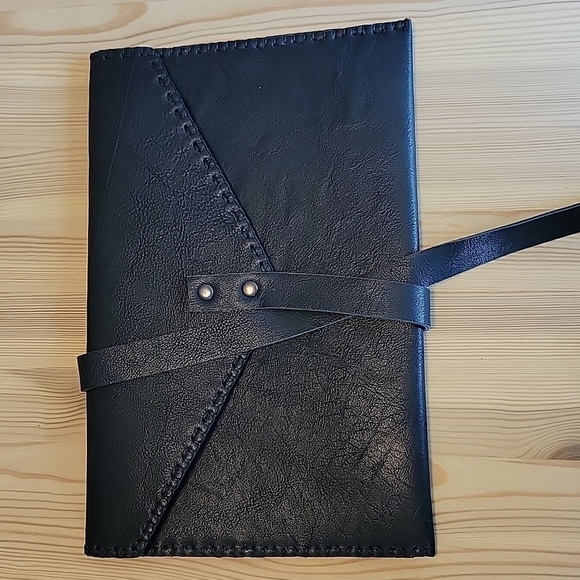 Leather Crochet Store Black Leather Wrap Clutch - Picture 2 of 6